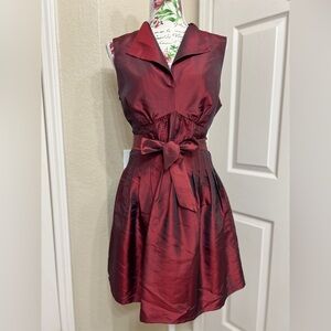 London Times Burgundy Satin Mini Dress